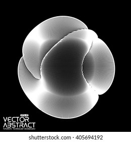 Abstract vector white mesh on dark background. Futuristic style card. Elegant background for business presentations.  Corrupted point sphere.  Chaos aesthetics.