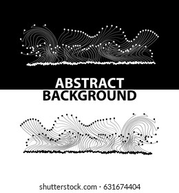 Abstract vector white mesh on dark background. Cyber style card. Elegant element. Chaos illustration