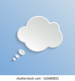 Abstract Vector White Speech Bubble on Blue Background
