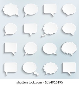 Abstract vector white speech bubbles set