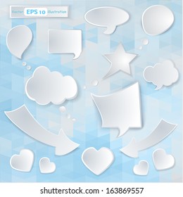 Abstract Vector White Speech Bubbles Set. Design elements. Vector illustration. EPS 10