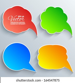 Abstract Vector White Speech Bubbles Set on Grey Background