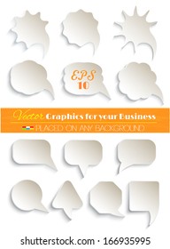 Abstract Vector White Speech Bubbles Set on White Background