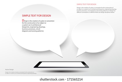Abstract Vector White Speech display on  tablet