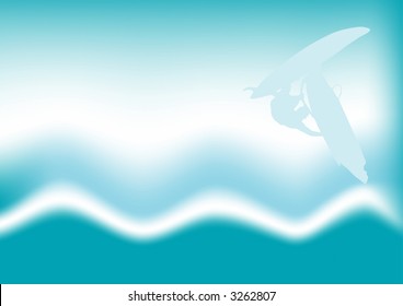 abstract vector windsurfing in the waves design