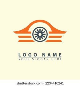 abstraktes Logo des Vektorflügelrads. Vektorgrafik einfache, elegante Flachgrafik. ideal für Schnelligkeit, Verkehr, Autos, etc.