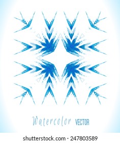 Abstract vector winter background. Hand drawn watercolor illustration. Colorful watercolor vector snowflake isolated on white background