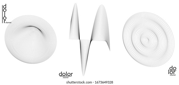 Abstract vector wire frame geometric shape set. Low poly mesh logo design. Futuristic object design element. 3D digital math model for science technology. Line art background.