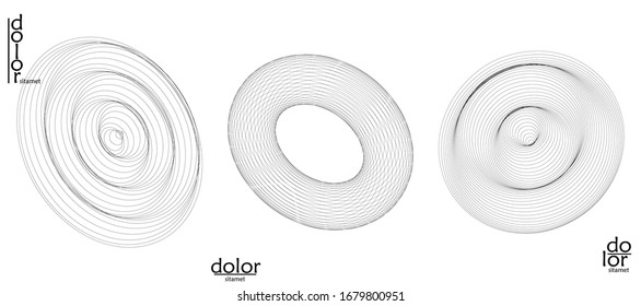 Abstract vector wire frame geometric shape set. Low poly mesh logo design. Futuristic object design element. 3D digital math model for science technology. Line art background.