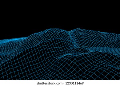 Abstract vector wireframe. Cyberspace grid. Vector illustration.