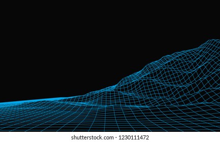 Abstract vector wireframe. Cyberspace grid. Vector illustration.