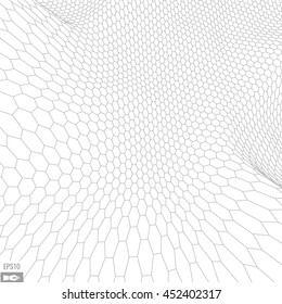 Abstract vector wireframe landscape background. Cyberspace landscape grid for card design. 3d technology wireframe vector illustration. Digital wireframe landscape for presentations .