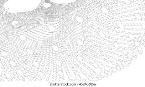 Abstract vector wireframe landscape background. Cyberspace grid. 3d technology wireframe vector illustration. Digital wireframe landscape for presentations .