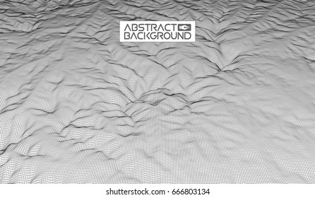 Abstract vector wireframe landscape background. Cyberspace grid. 3d technology wireframe vector illustration. Digital wireframe landscape for presentations .