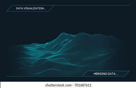Abstract vector wireframe landscape background. Cyberspace grid. 3d technology wireframe vector illustration. Digital wireframe landscape for presentations .
