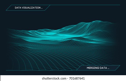 Abstract vector wireframe landscape background. Cyberspace grid. 3d technology wireframe vector illustration. Digital wireframe landscape for presentations .
