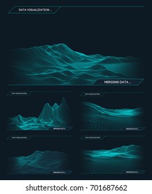 Abstract vector wireframe landscape background. Cyberspace grid. 3d technology wireframe vector illustration. Digital wireframe landscape for presentations .