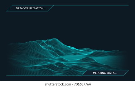 Abstract vector wireframe landscape background. Cyberspace grid. 3d technology wireframe vector illustration. Digital wireframe landscape for presentations .