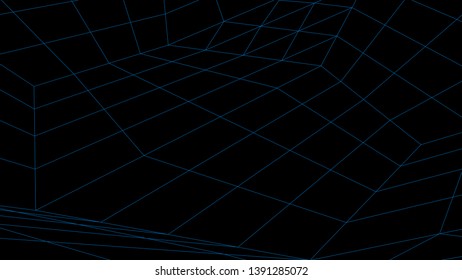 Abstract vector wireframe landscape. Abstract mesh background. Polygonal mountains. Vector illustration.