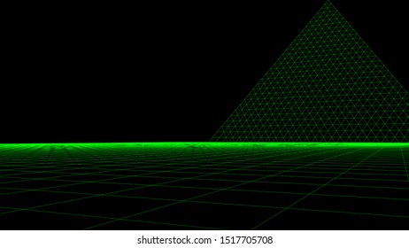 Abstract vector wireframe landscape. Abstract mesh background. Polygonal mountains. Vector illustration.