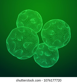 Abstract vector wireframe sphere globe with holes looks like small planet or asteroid. Vector low poly mesh illustration