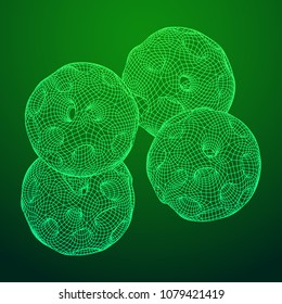 Abstract vector wireframe sphere globe with holes looks like small planet or asteroid. Vector low poly mesh illustration