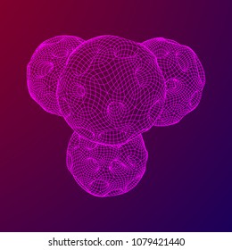 Abstract vector wireframe sphere globe with holes looks like small planet or asteroid. Vector low poly mesh illustration
