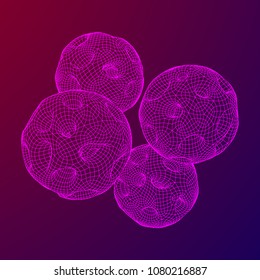 Abstract vector wireframe sphere globe with holes looks like small planet or asteroid. Vector low poly mesh illustration