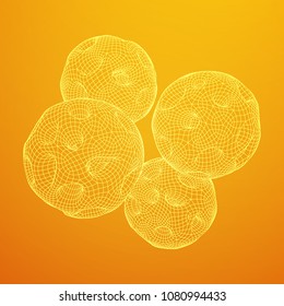 Abstract vector wireframe sphere globe with holes looks like small planet or asteroid. Vector low poly mesh illustration