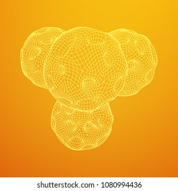 Abstract vector wireframe sphere globe with holes looks like small planet or asteroid. Vector low poly mesh illustration