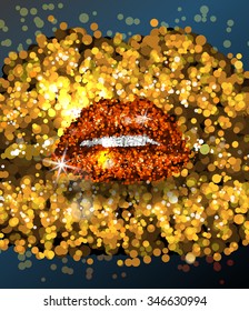 Abstract vector woman lips background