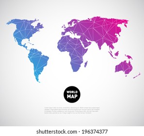 Abstract vector world map background with polygonal / triangle style design. Clean and modern for infographics or business design