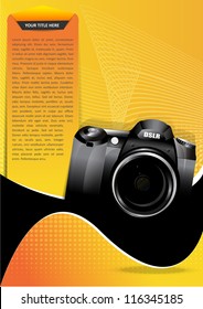 Abstract vector yellow background for brochure or poster with camera