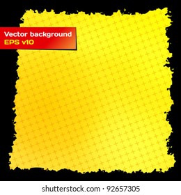 Abstract vector yellow background. Grungy black frame edges.