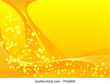 Abstract vector of yellow bubbles and lines