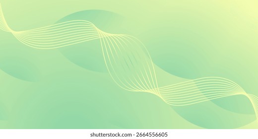 Abstract vector with yellow wave lines on a smooth green-to-yellow gradient background. Ideal for presentations, banners, posters, and modern digital designs with an elegant touch.