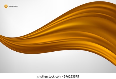 Abstract vector yellow wave silk or satin fabric on white background for grand opening ceremony or other occasion