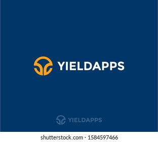 Abstract Vector Yield Apps  Logo in two color variations. Premium Logotype design for luxury company branding. Elegant simple identity design flat illustration. Icon template