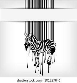 abstract vector zebra silhouette with barcode