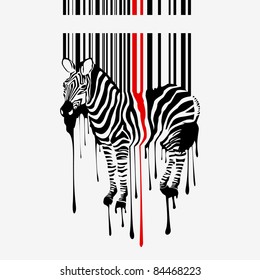 the abstract vector zebra silhouette with barcode