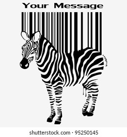 abstract vector zebra silhouette with barcode