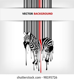 abstract vector zebra silhouette with barcode