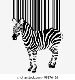 abstract vector zebra silhouette with barcode