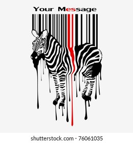 abstract vector zebra silhouette with smudges bar-code