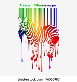 abstract vector zebra silhouette with smudges bar-code