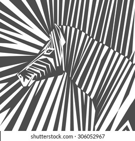 abstract vector zebra with straight white lines on a black background zebra. cloth. wallpaper. 