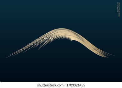 Abstract vector zen art by gold brush stroke look like a mountain isolated on dark teal blue background