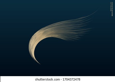 Abstract vector zen art by gold brush stroke look like wing isolated on dark teal blue background