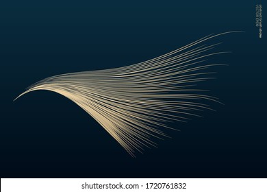 Abstract vector zen art by gold brush stroke look like wing isolated on dark teal blue background