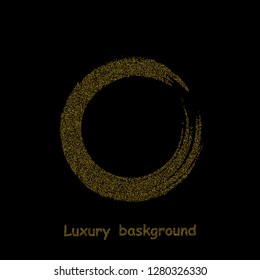 Abstract vectorial round frame of golden confetti on a black background